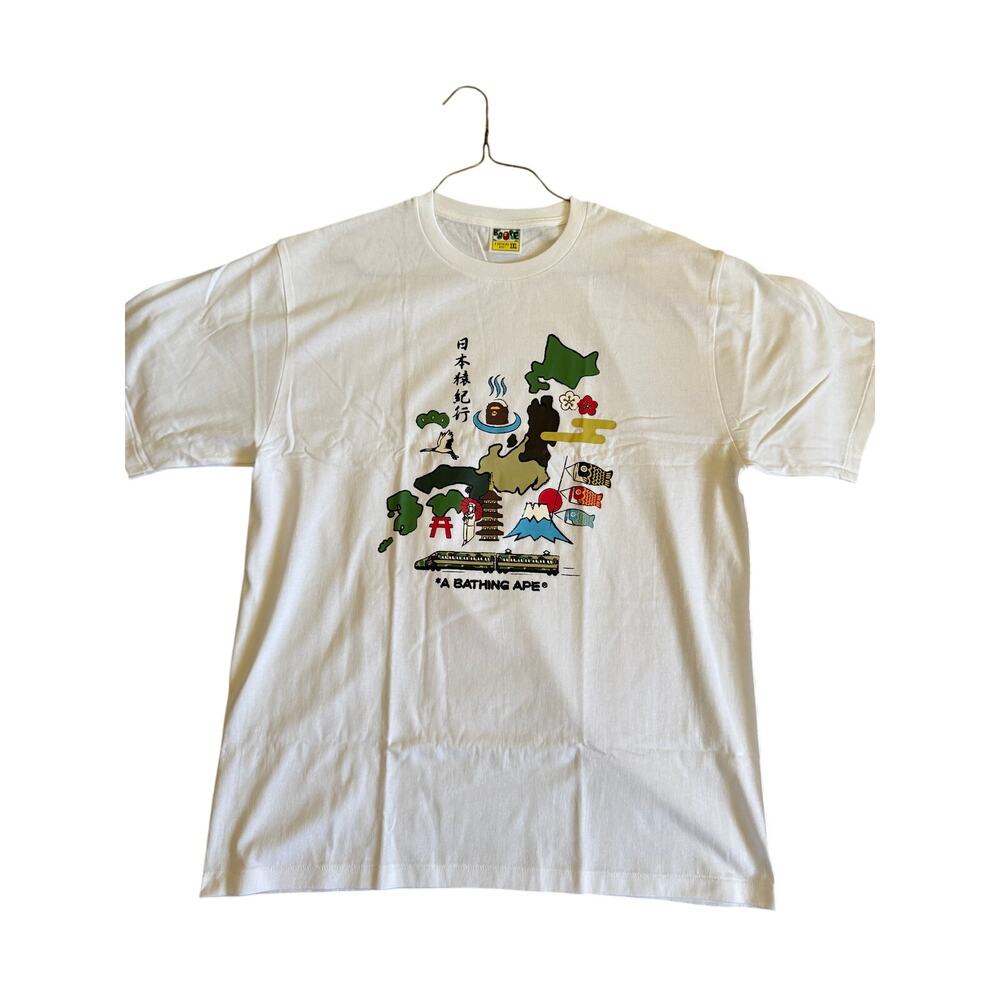 BAPE Japan Culture Nihon Kiko Graphic Tee White 2XL Map Japan